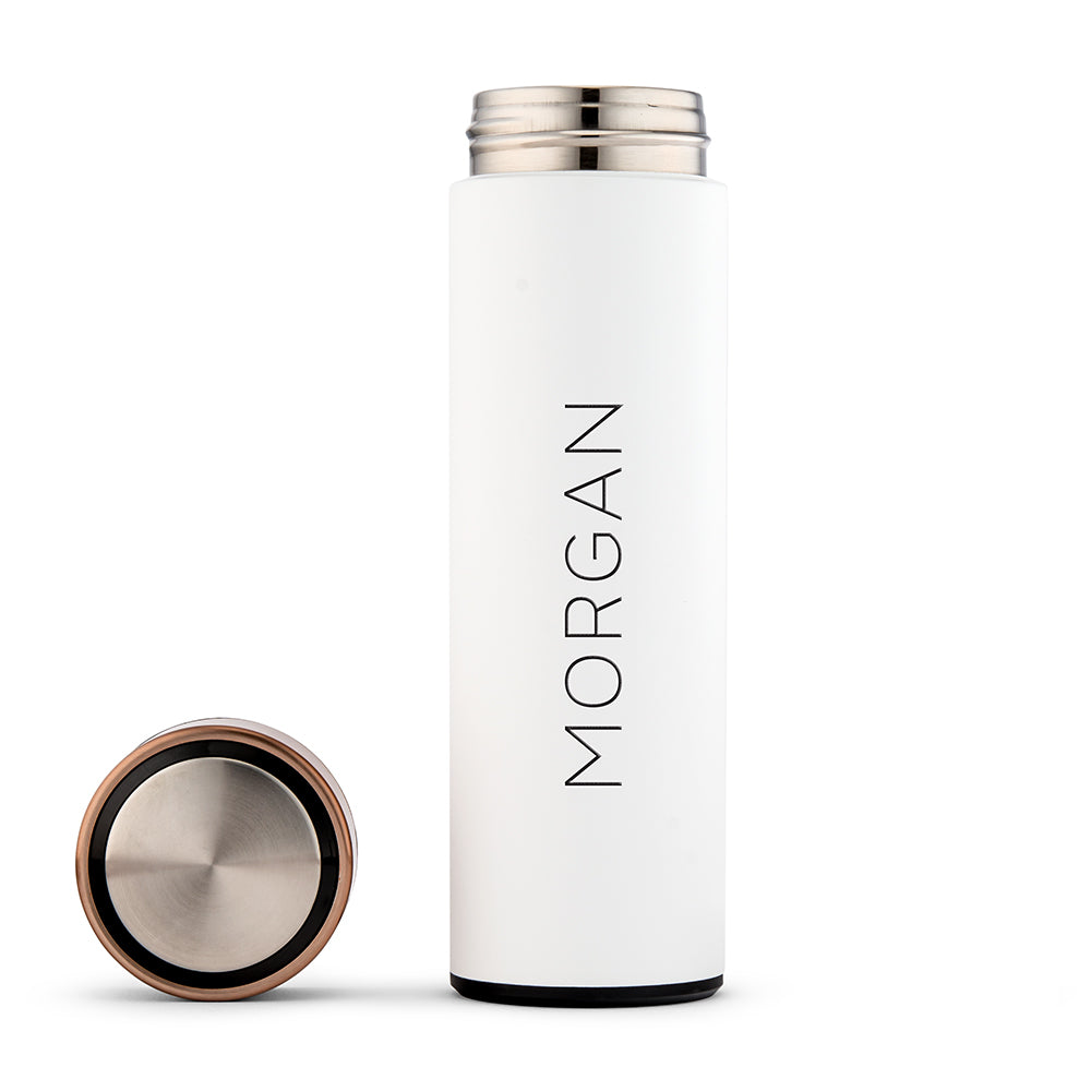 Personalized Stainless Steel Cylinder Travel Bottle - Contemporary Vertical - Vispro Designs
