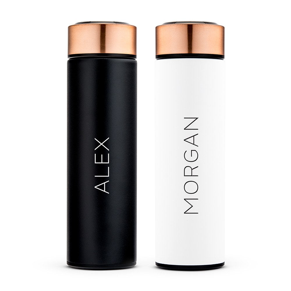 Personalized Stainless Steel Cylinder Travel Bottle - Contemporary Vertical - Vispro Designs