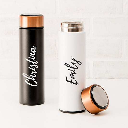 Personalized Stainless Steel Cylinder Travel Bottle - Calligraphy - Vispro Designs