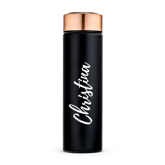 Personalized Stainless Steel Cylinder Travel Bottle - Calligraphy - Vispro Designs