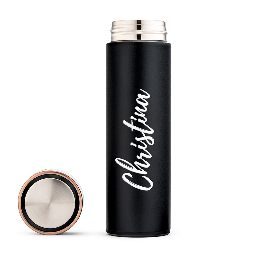 Personalized Stainless Steel Cylinder Travel Bottle - Calligraphy - Vispro Designs