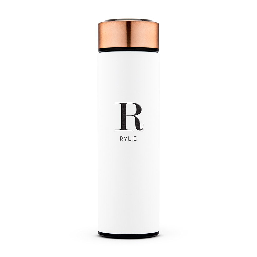 Personalized Stainless Steel Cylinder Travel Bottle - Modern Serif Initial - Vispro Designs