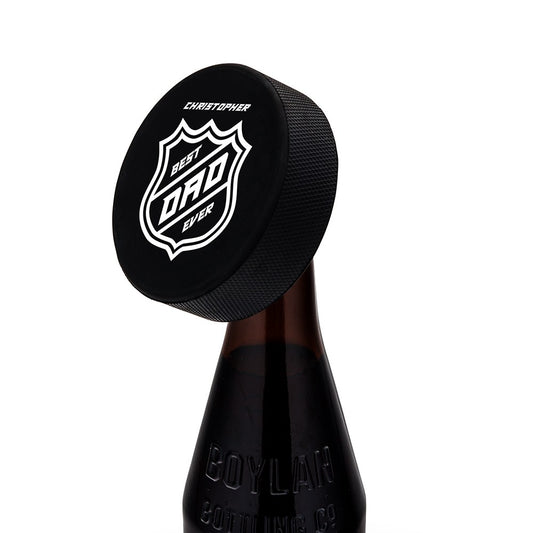 Custom Hockey Puck Bottle Opener Gift - Best Dad Ever - Vispro Designs