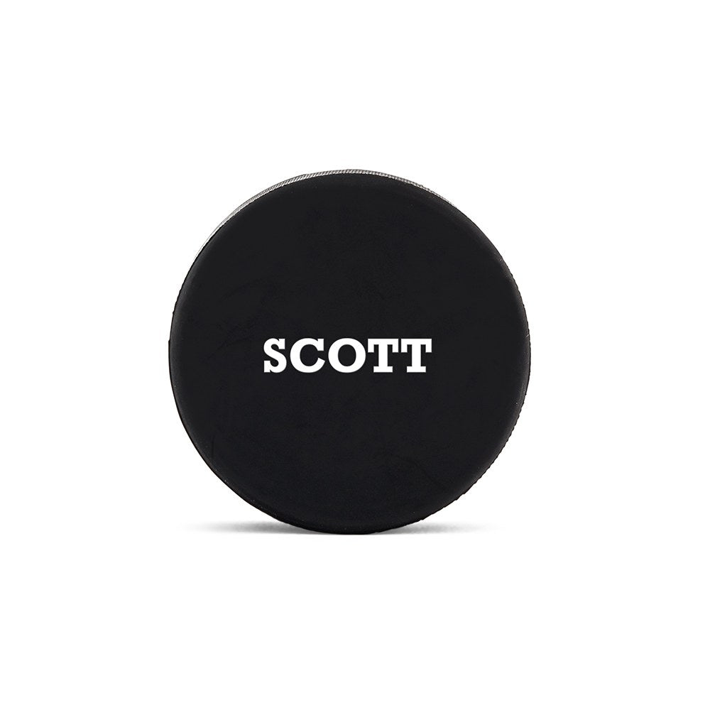 Custom Hockey Puck Bottle Opener Gift - Bold Font - Vispro Designs