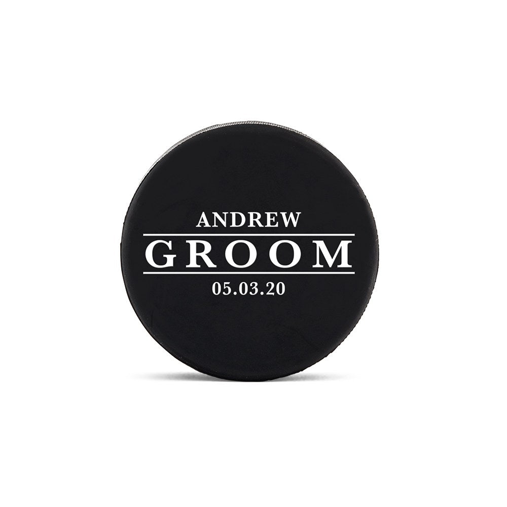 Custom Hockey Puck Bottle Opener Gift - Groom - Vispro Designs