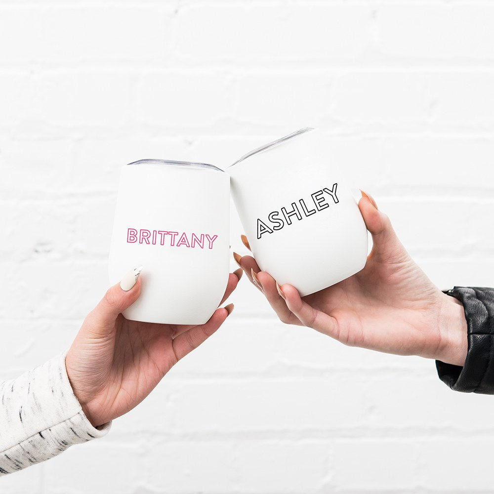 Personalized Stemless Travel Tumbler - Line Monogram Printing - Vispro Designs