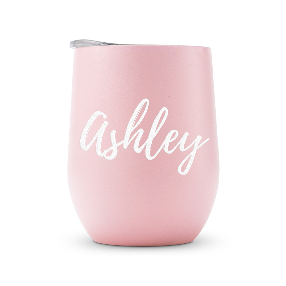 Personalized Stemless Travel Tumbler - Calligraphy Printing - Vispro Designs