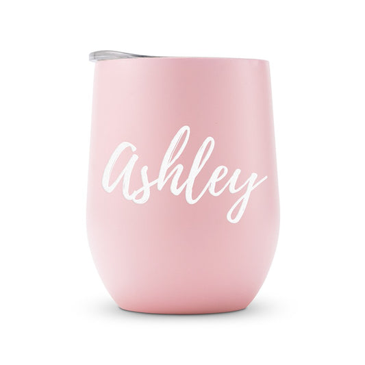 Personalized Stemless Travel Tumbler - Calligraphy Printing - Vispro Designs