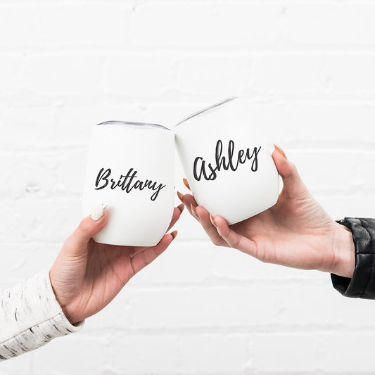 Personalized Stemless Travel Tumbler - Calligraphy Printing - Vispro Designs