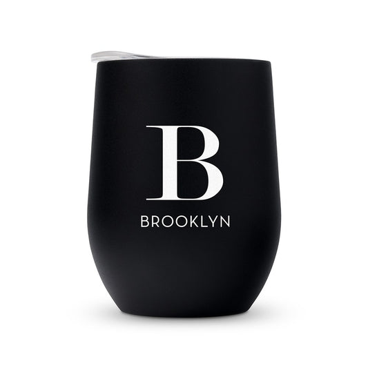 Personalized Stemless Travel Tumbler - Modern Serif Initial - Vispro Designs