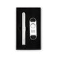 Personalized Silver Stainless Steel Cigar Cutter And Travel Tube Gift Set - Vispro Designs