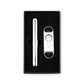 Personalized Silver Stainless Steel Cigar Cutter And Travel Tube Gift Set - Vispro Designs
