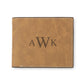 Men’s Custom Engraved Brown Faux Leather Wallet - Traditional Monogram - Vispro Designs