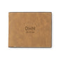 Men’s Custom Engraved Brown Faux Leather Wallet - Modern Monogram - Vispro Designs