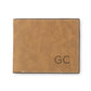 Men’s Custom Engraved Brown Faux Leather Wallet - Initials - Vispro Designs