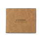 Men’s Custom Engraved Brown Faux Leather Wallet - Groomsman Cursive - Vispro Designs