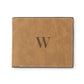 Men’s Custom Engraved Brown Faux Leather Wallet - Modern Serif Monogram - Vispro Designs