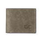 Men’s Custom Engraved Gray Faux Leather Wallet - Initials - Vispro Designs