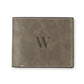 Men’s Custom Engraved Gray Faux Leather Wallet - Modern Serif Monogram - Vispro Designs