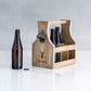 Personalized Wooden Beer Bottle Caddy With Opener - Deer Etching - Vispro Designs