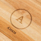 Personalized Wooden Paddle Cutting & Serving Board With Handle - Circle Monogram - Vispro Designs