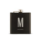 Personalized Engraved Black Hip Flask Wedding Gift - Single Monogram - Vispro Designs