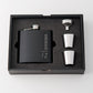 Personalized Engraved Black Hip Flask Wedding Gift - Vertical Monogram And Text Engraving - Vispro Designs