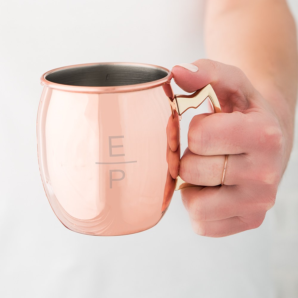 Personalized Copper Moscow Mule Drink Mug – Stacked Monogram Engraving - Vispro Designs