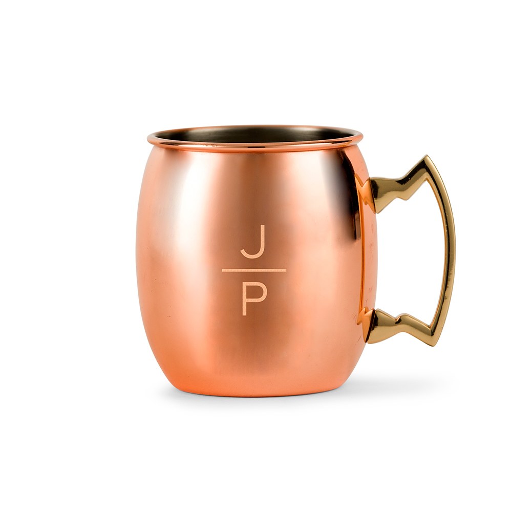Personalized Copper Moscow Mule Drink Mug – Stacked Monogram Engraving - Vispro Designs