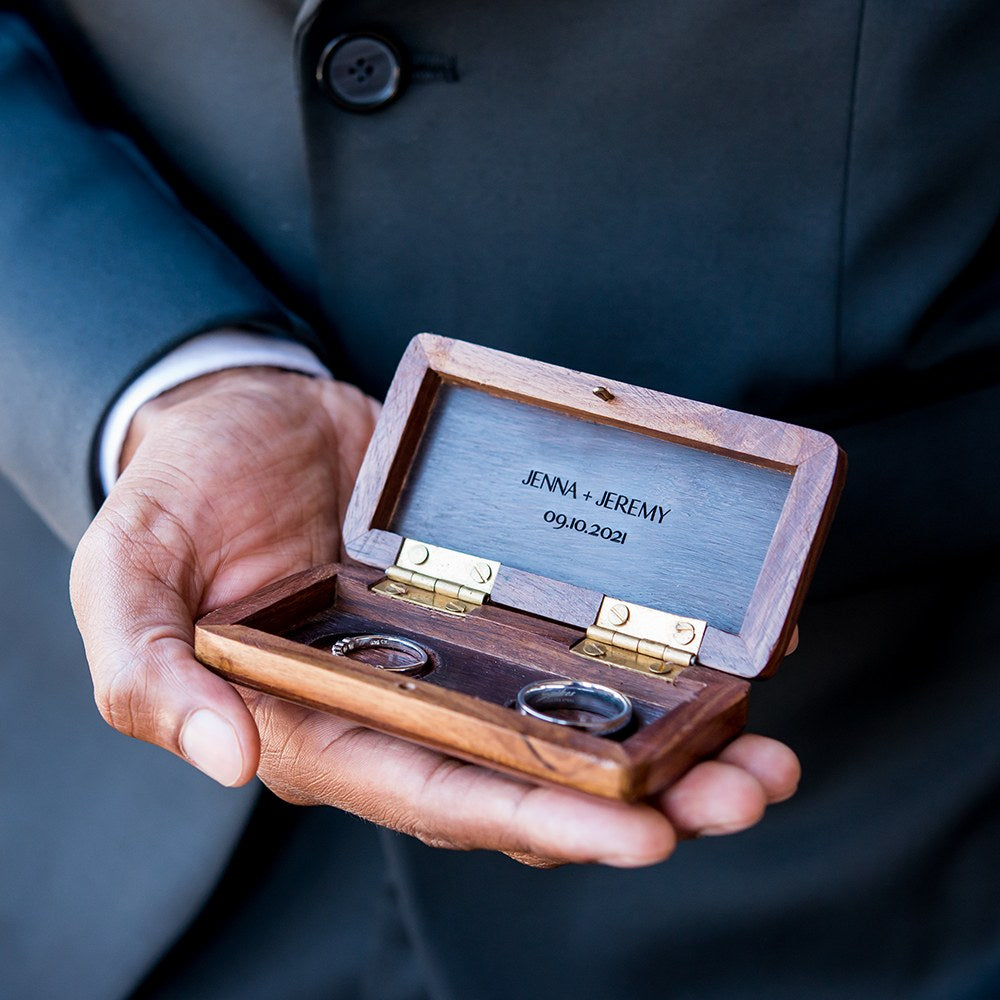 Pocket Size Wooden Wedding Ring Box - Vispro Designs