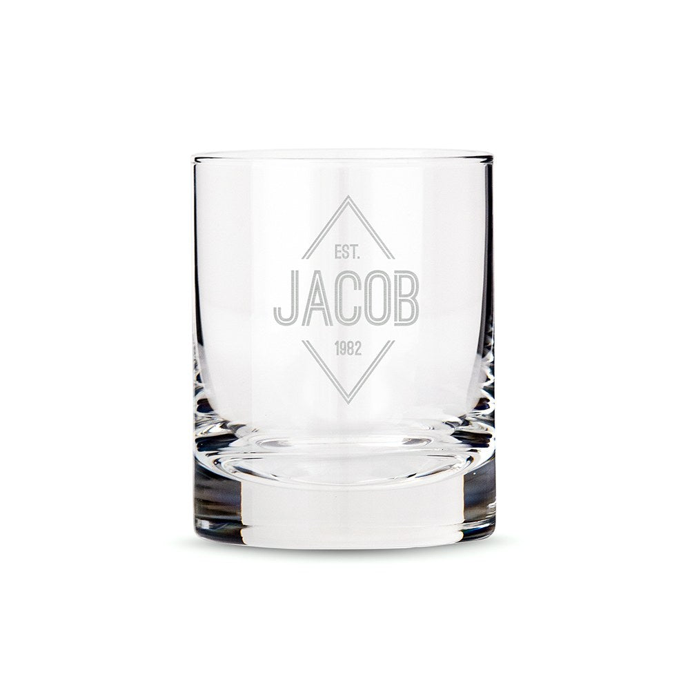 Personalized Whiskey Glass - Diamond Emblem - Vispro Designs