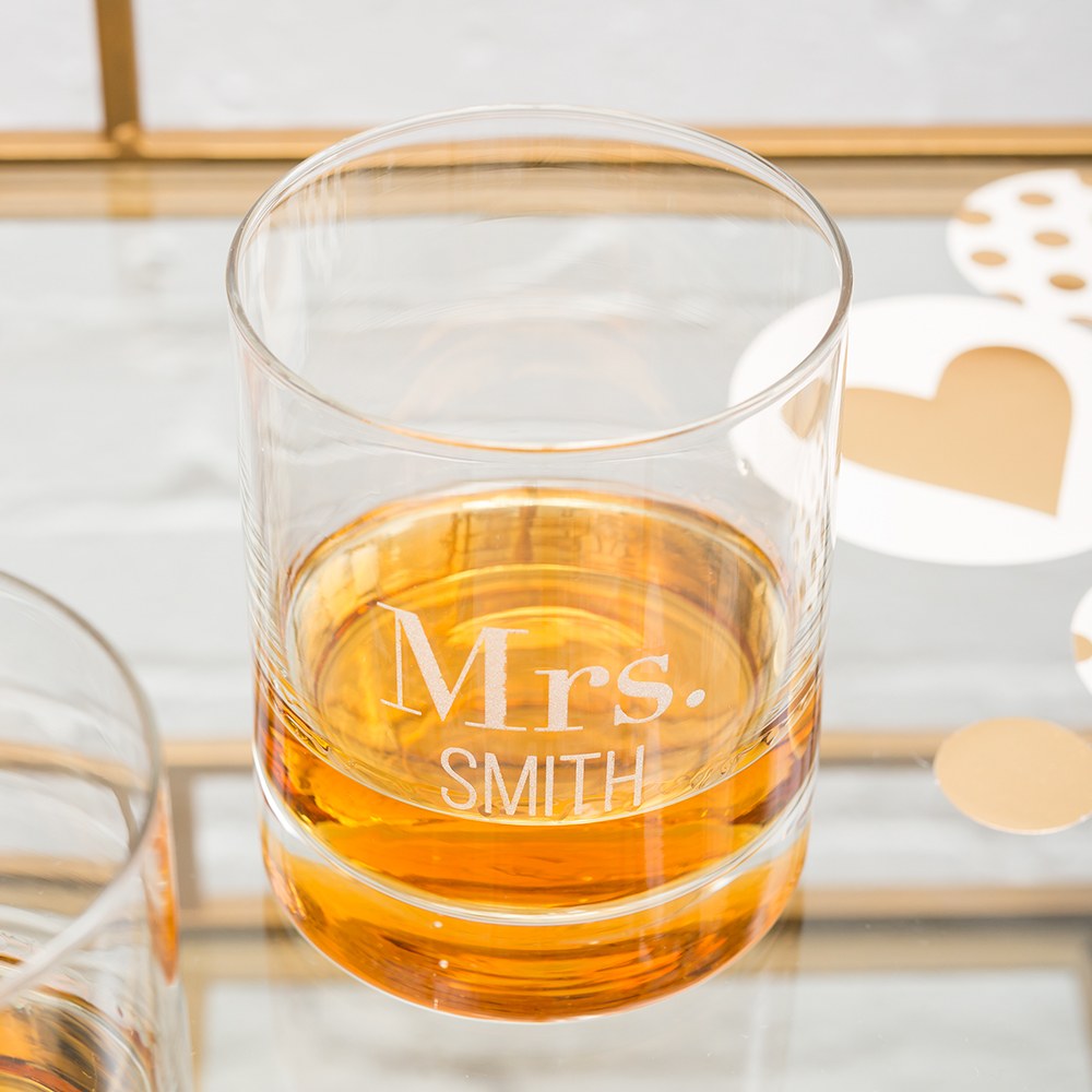 Personalized Whiskey Glasses With Two Line Text Etching - Vispro Designs