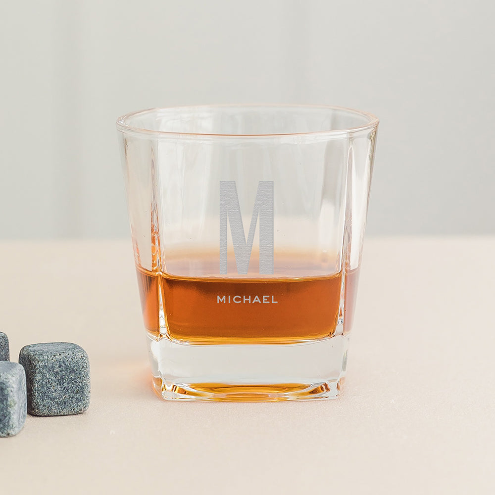 Personalized Square 8 Oz. Whiskey Glass - Vispro Designs