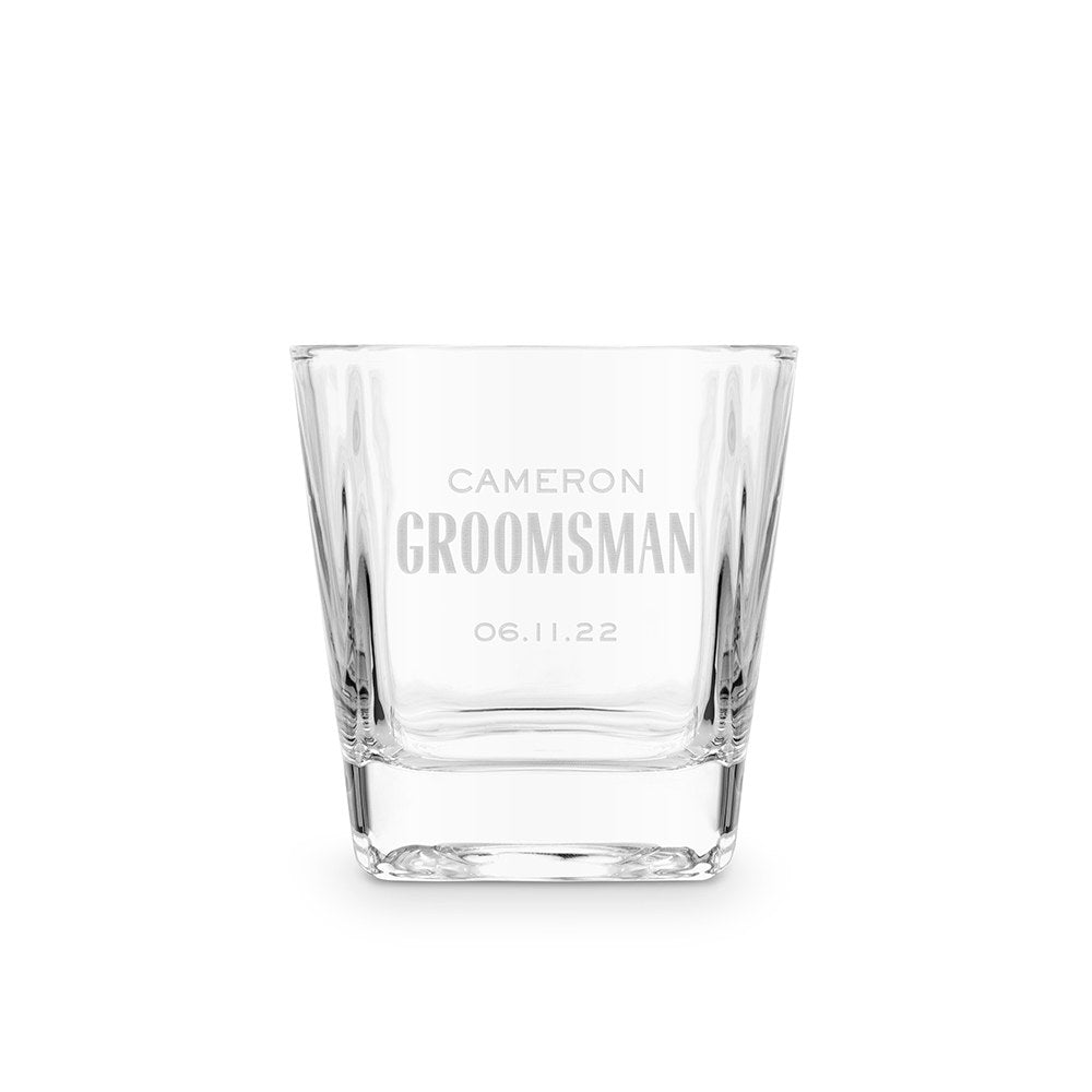 Personalized Square 8 Oz. Whiskey Glass - Vispro Designs