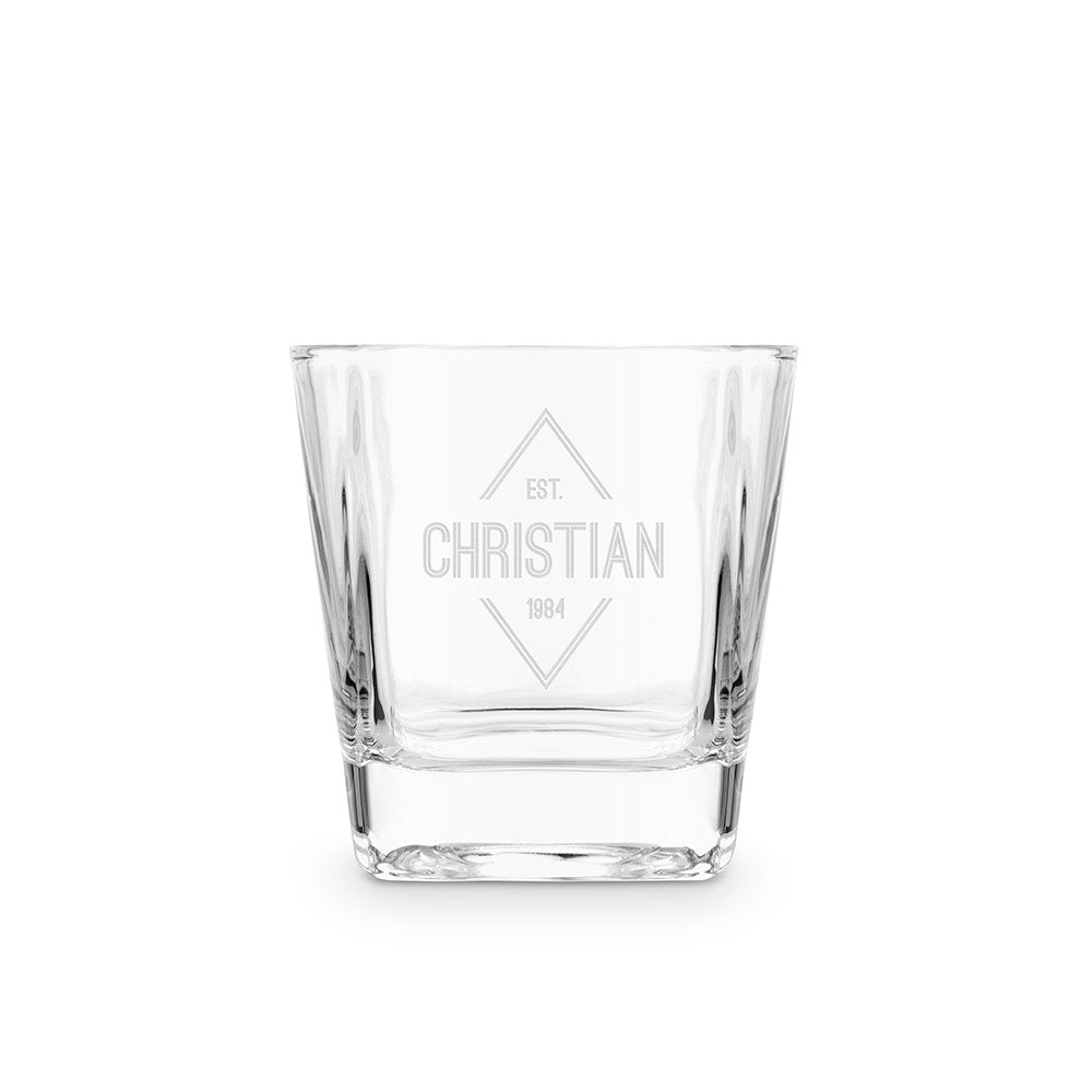 Personalized Square 8 Oz Whiskey Glass - Vispro Designs