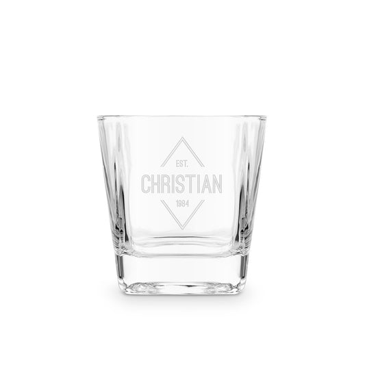 Personalized Square 8 Oz Whiskey Glass - Vispro Designs